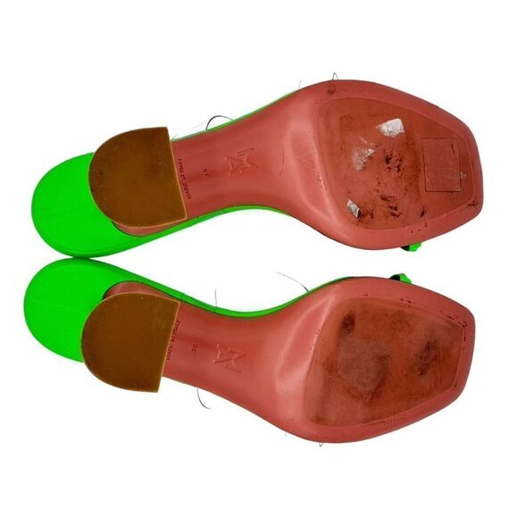 Amina Muaddi Sami Slipper Heeled Sandals Neon Green Fluo Size 8 - Picture 12 of 14